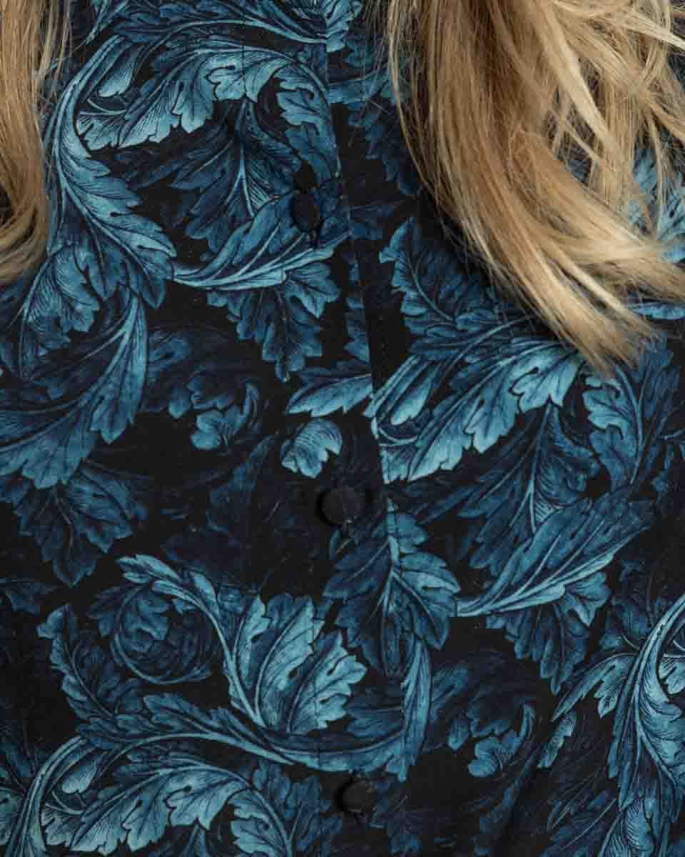 MIDNIGHT LEAF SHIRT – Πουκάμισο με μπλε μοτίβο & ντυμένα κουμπιά