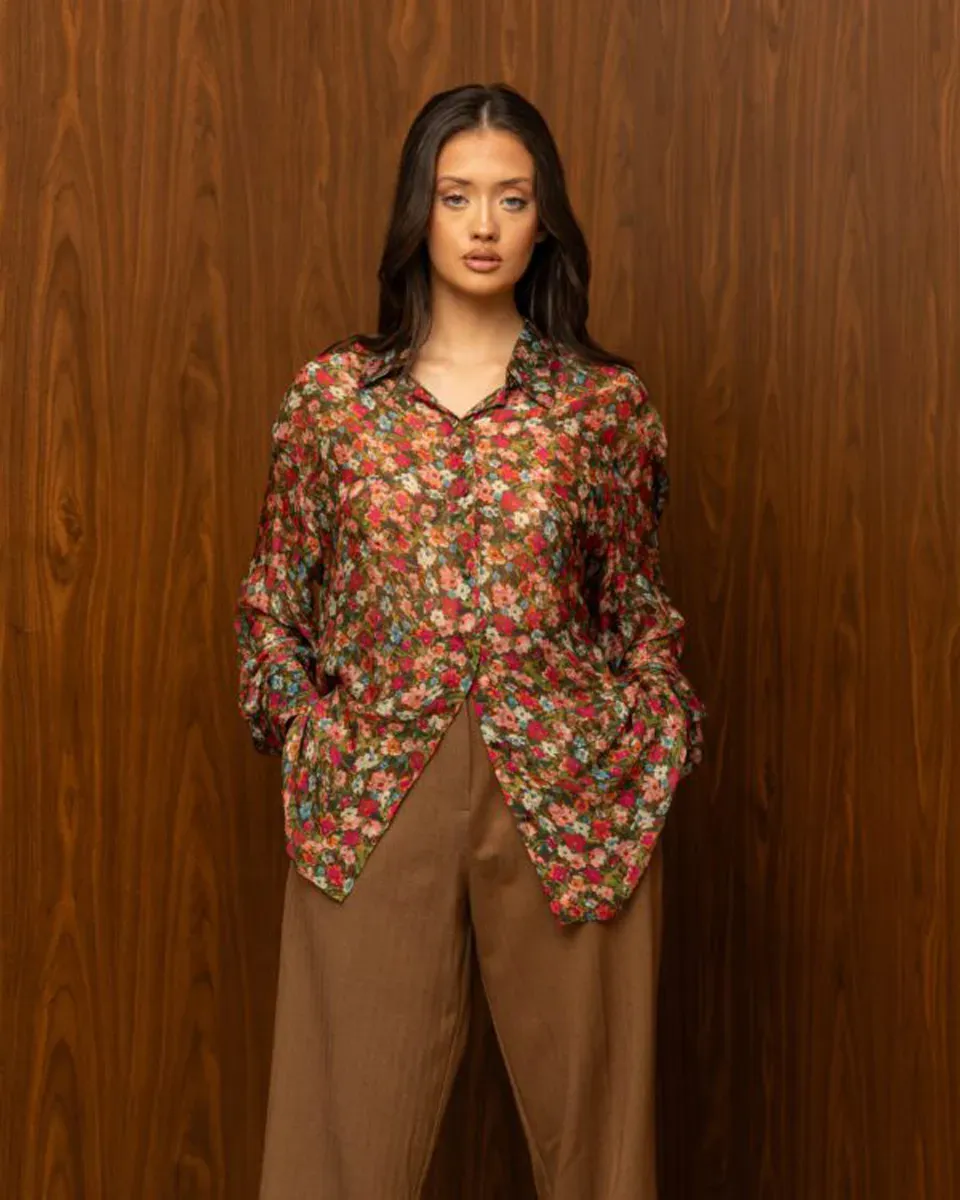 AUTUMN FLORAL SHIRT – Πουκάμισο με πολύχρωμο φλοράλ print