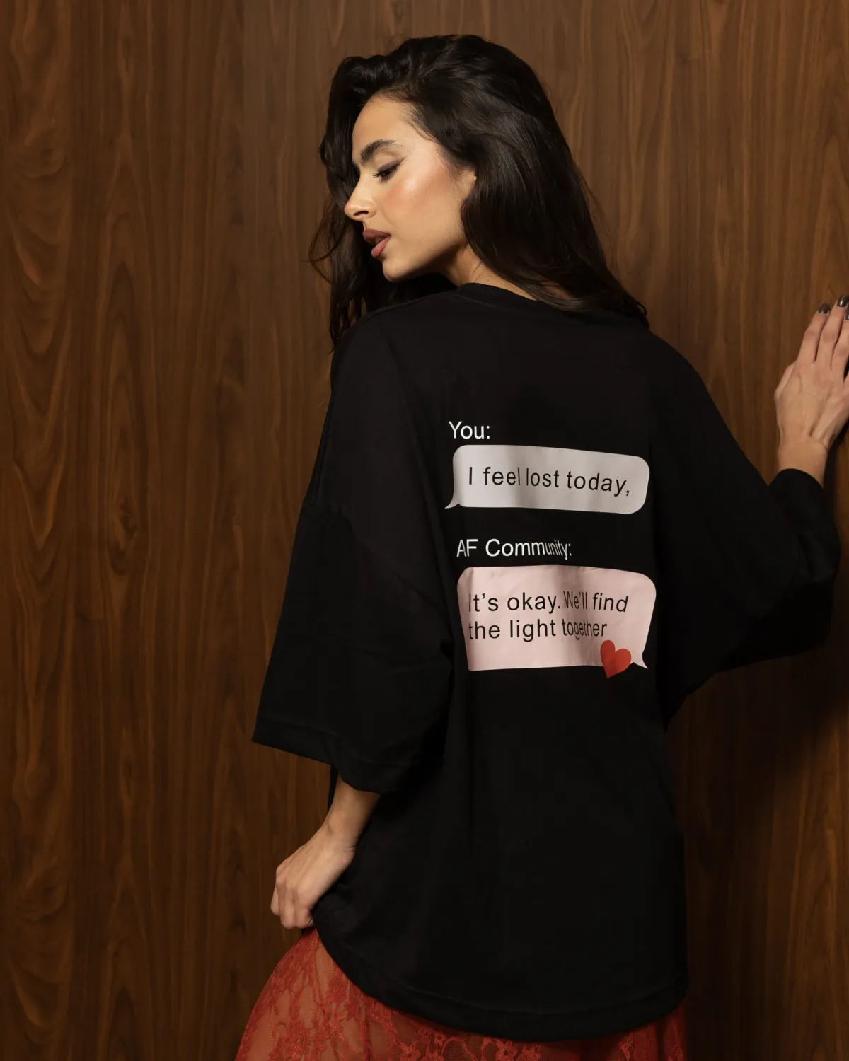 DEAR SELF TEE BLACK – Μαύρο oversized T-shirt με μήνυμα ενσυναίσθησης