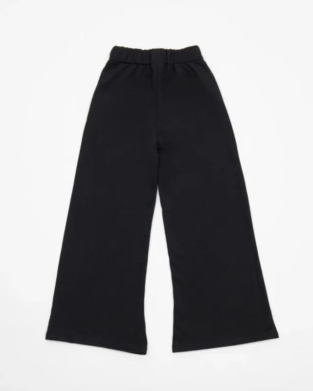 BLACK WIDE LEG SWEATPANTS