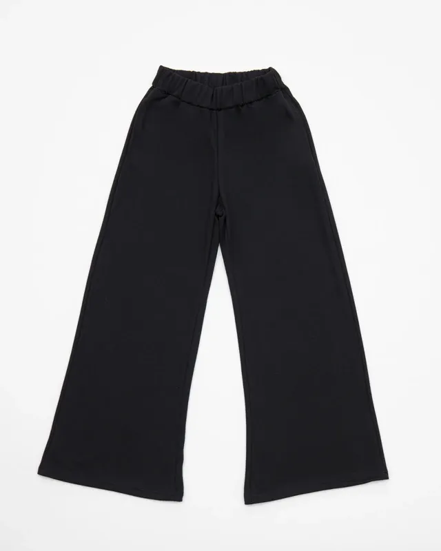 BLACK WIDE LEG SWEATPANTS