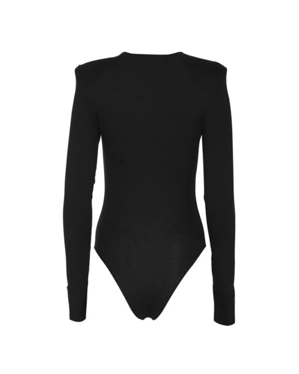 GROUND﻿ED SOUL BODYSUIT – BLACK / Κορμάκι με βάτες σε μαύρο