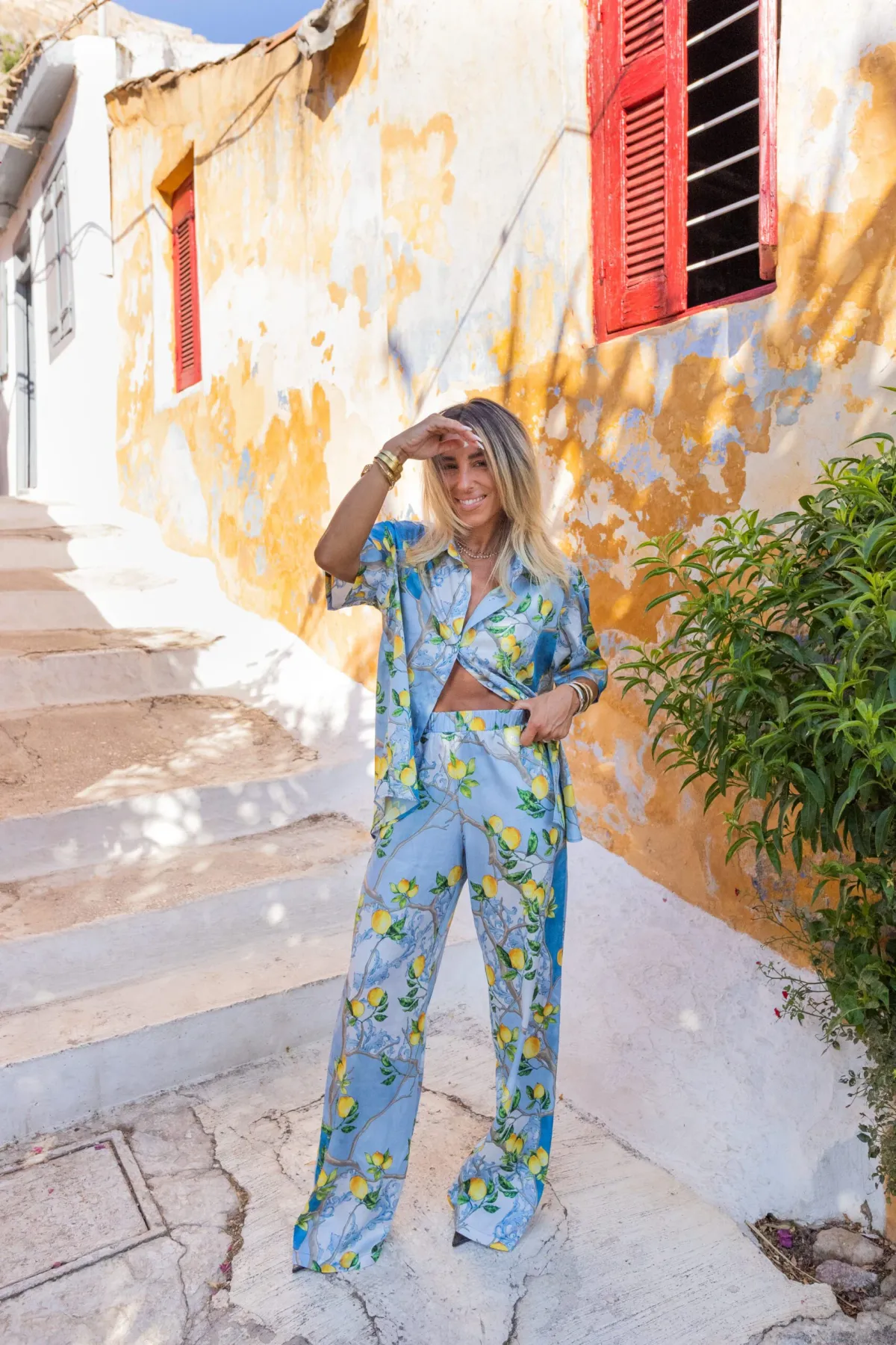 CITRUS SPELL PANTS - LEMON SKY